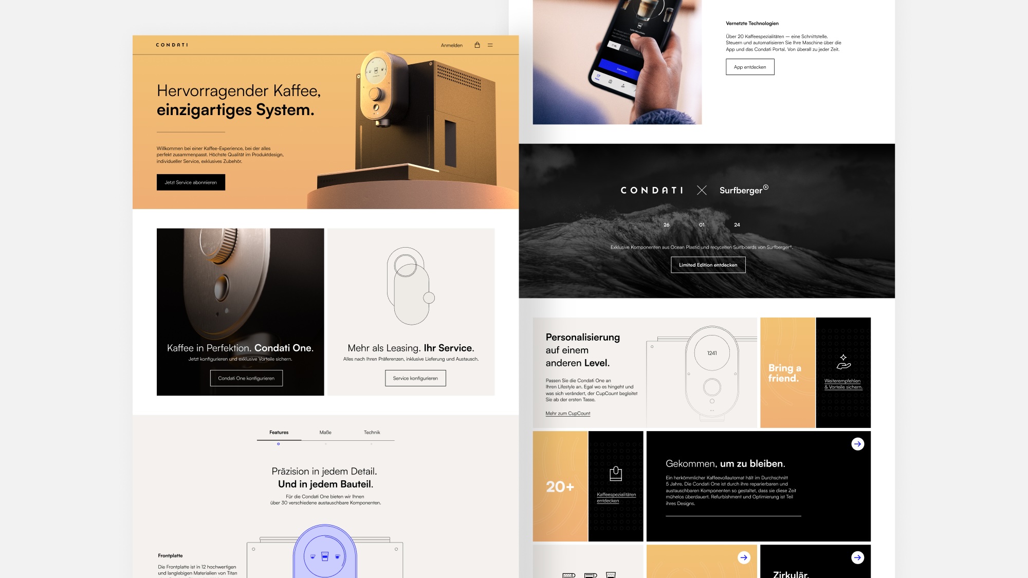Ausschnitte der Website von Condati