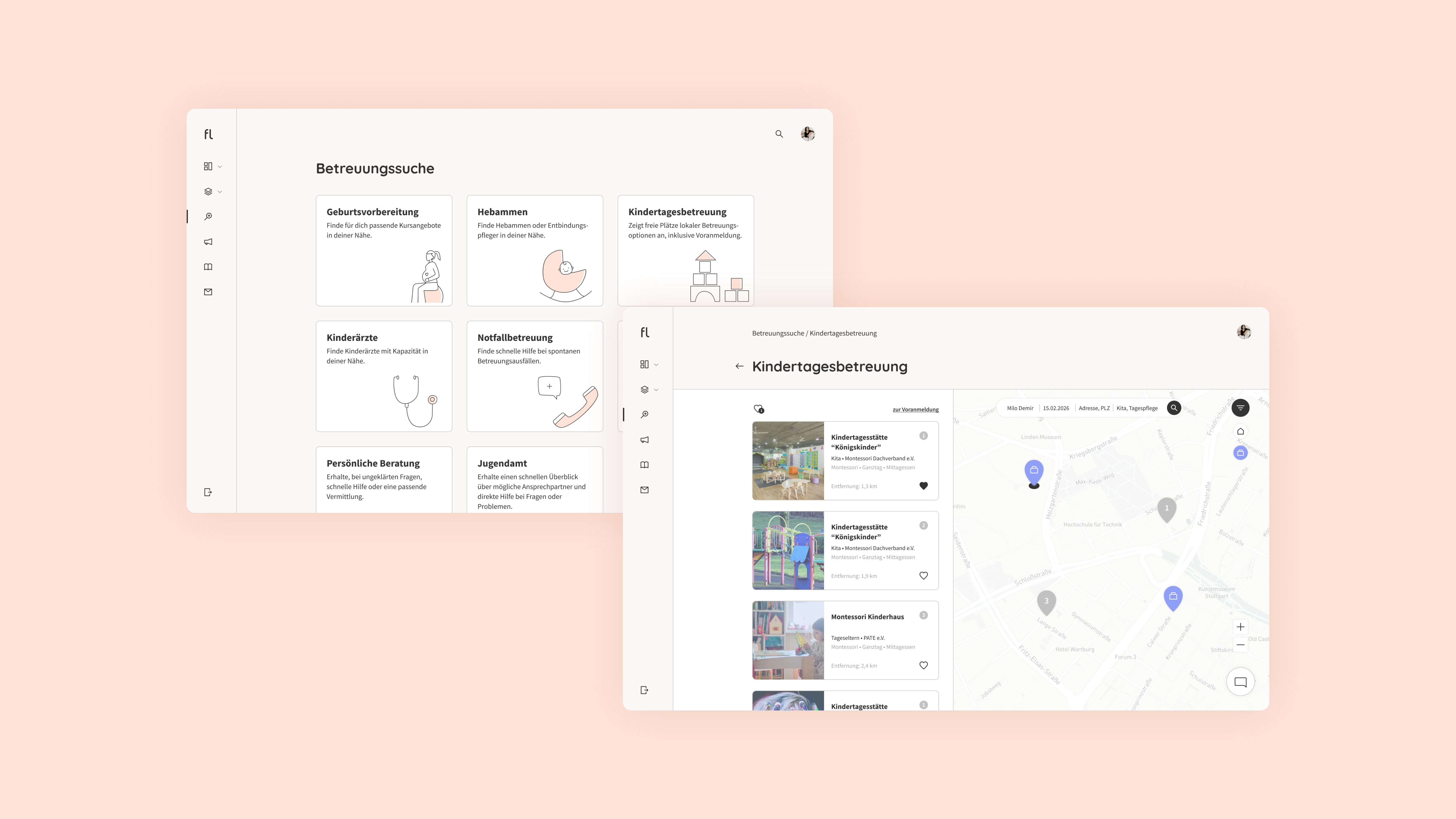 Vereinfachte Betreuungssuche