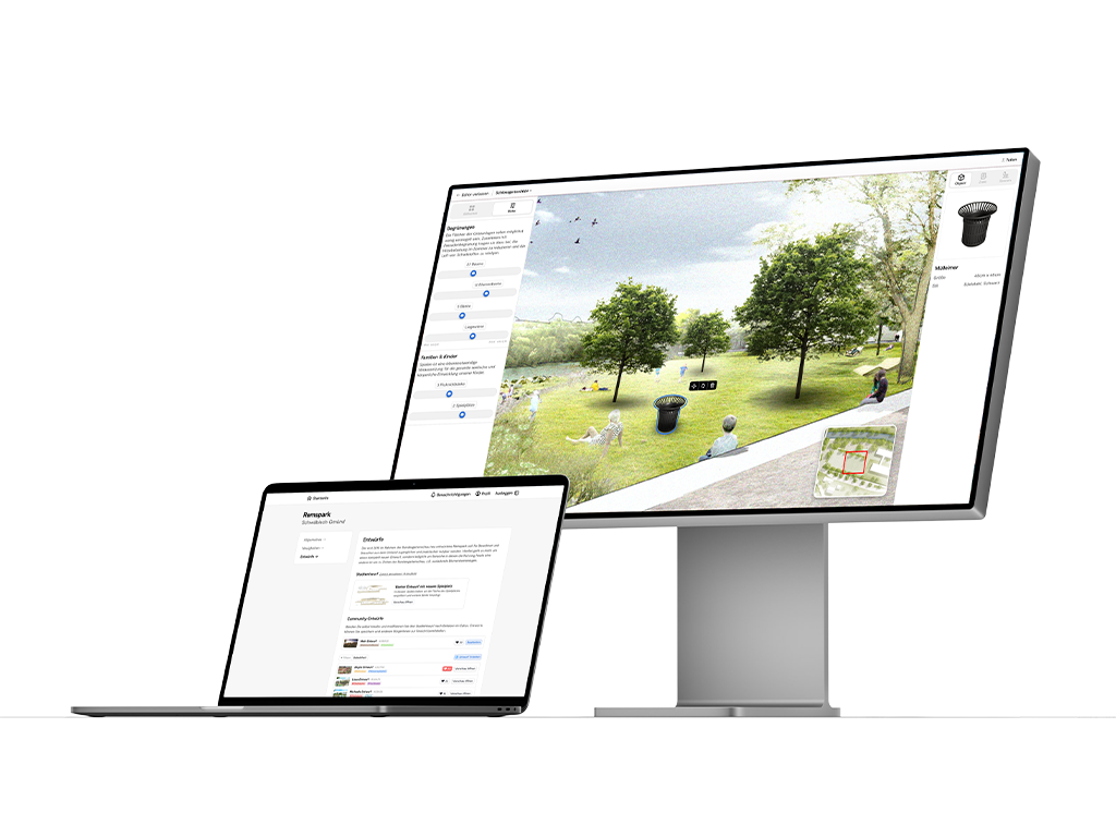 Mockup showing the web-editor on a large display.