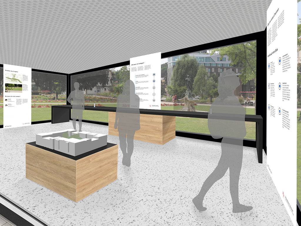 A 3D mockup showing the interior of Quartier Lab.