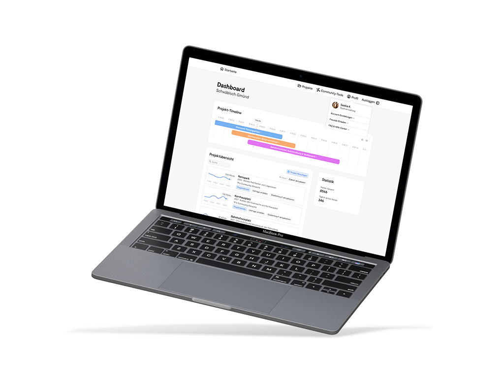 Mockup showing the city planner back office.